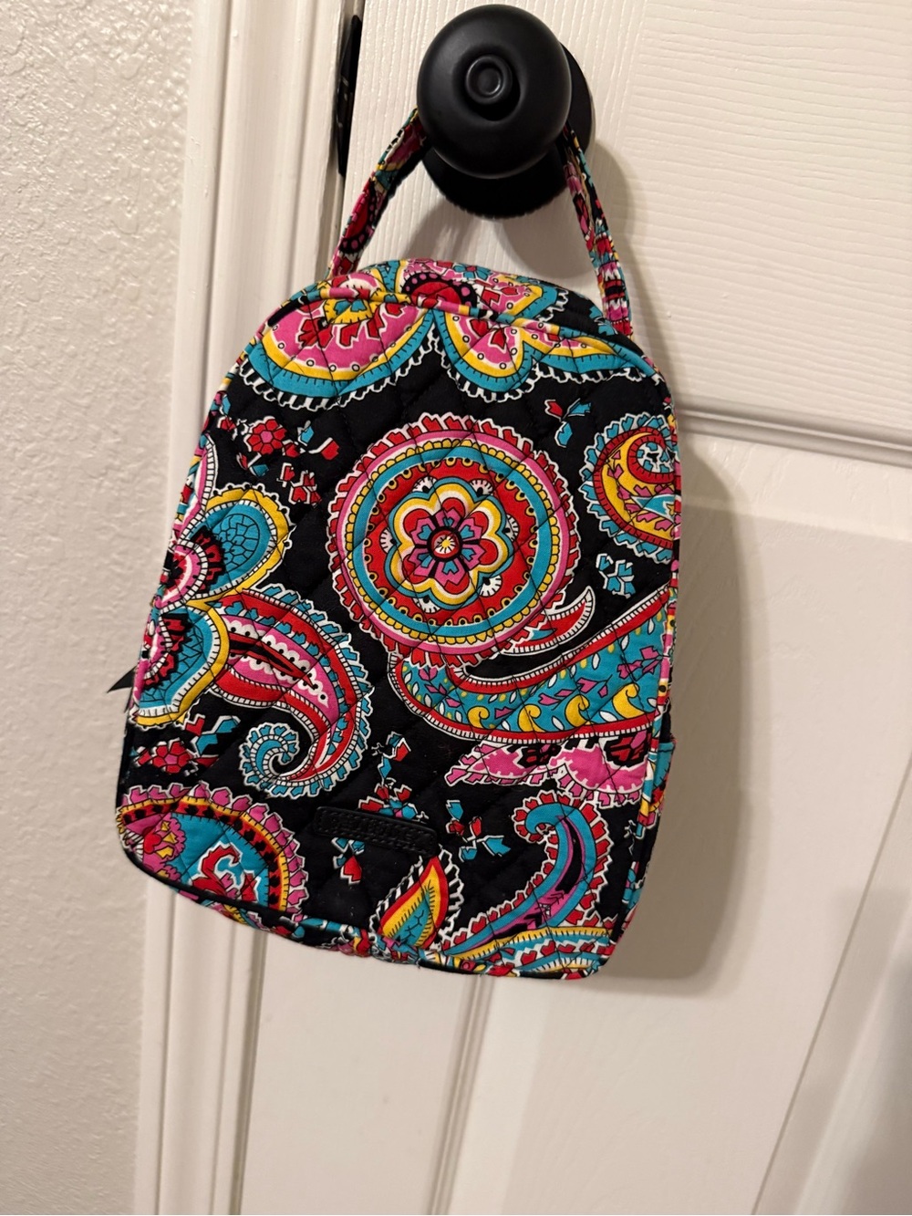 Quilted Paisley Small Lunchbox - Black with Multicolor Pattern